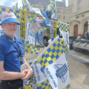 Bill Hardiman was selling flags and scarves on Cornmarket Street.