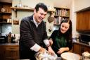 Labour candidate Duncan Enright in the kitchen with his daughter Lucy