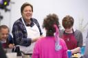 Jimmy Osmond and Springfield School pupils cooking. Picture: Damian Halliwell.