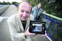 David Newman and Wendy Hill test the app at Oxford's Donnington Bridge