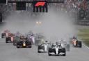 Lewis Hamilton leads at the start of the German Grand Prix, which proved to be a chaotic and incident-strewn race Picture: AP Photo/Jens Meyer