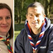 Scout volunteer Sarah Townsend and Chief Scout Bear Grylls. Pictures: Scouts/ PA
