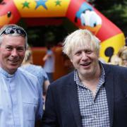 Boris Johnson and Revd Kevin Beer at the spring fair at St Agatha Church in Brightwell-cum-Sotwell