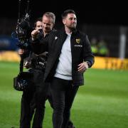 Oxford United head coach Des Buckingham celebrates at full-time