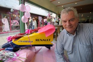 Dr Pat Symonds Technical Director of Renault F1 in the Rosa flower design shop