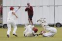 Didcot’s wicket-keeper and slip are left on the ground during their Cherwell League Division 1 fixture at home to Westbury Picture: Ed Nix