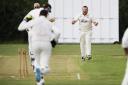 Damien Wiskin celebrates one of his five wickets during Wootton & Boars Hill's win at Stanton Harcourt   Pictures: Ed Nix