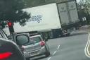 The lorry was forced to reverse off the bridge. Picture: Spotted Witney
