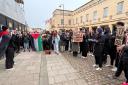 Photo taken from an 'emergency' Oxford protest on October 19 following the bombing of the Al-Ahli hospital in Gaza.