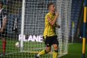 Billy Bodin celebrates his second goal against Maidenhead United in the first round
