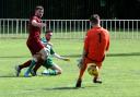 Jack Buchanan gives Wantage Town the lead during their 2-1 defeat at Welwyn Garden City on Saturday Picture: John Wood