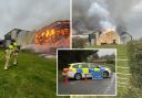 Firefighters at burning barn near Eynsham last October Pictures: Oxford Mail/OFRS