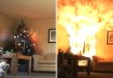 FIRE: Christmas tree in flames. Picture by Oxfordshire Fire and Rescue Service
