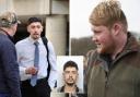 Lewis Smith outside Oxford Crown Court; his police custody shot; Kaleb Cooper Picture: Oxford Mail, Thames Valley Police, Amazon