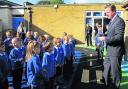 David Cameron meets pupils at the school