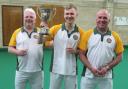 Triples champions, from left, Carterton’s Paul Sharman, Bradley Squires and Kevin Alder