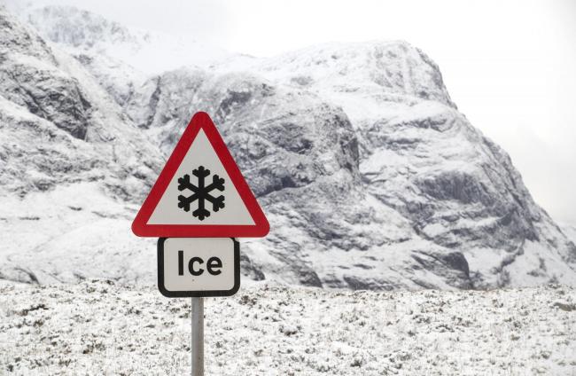 Ice warning sign. Credit: PA