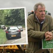 Long queues were spotted on the approach to Clarkson's farm