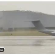 STORM EUNICE: Video  shows large chunks of roof being blown off  RAF Brize Norton hangar