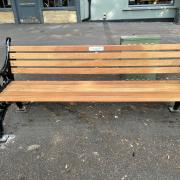 Memorial bench opposite the Market Square