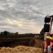 Firefighters at the scene of the field blaze in Paxford. Picture: Oxfordshire Fire and Rescue Service