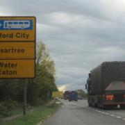 The Oxford Campaign for Nuclear Disarmament (CND) group photographed the convoy on the A34