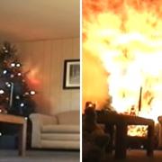 FIRE: Christmas tree in flames. Picture by Oxfordshire Fire and Rescue Service