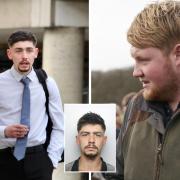 Lewis Smith outside Oxford Crown Court; his police custody shot; Kaleb Cooper Picture: Oxford Mail, Thames Valley Police, Amazon