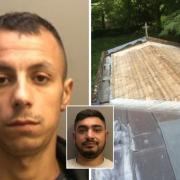 Gigi Prundaru (left) led the gang that stole lead from churches like Souldern's (right); inset, co-defendant Laurentiu Rebeca Pictures: Lincolnshire Police