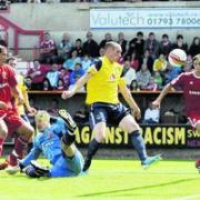 James Constable chests home the winning goal