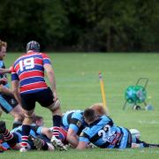 The referee signals for Joe Bellinger's opening try for Grove in their match with Witney Picture: Ric Mellis