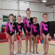 Carterton’s team (from left): Emilia Marshman, Anabel Kelly, Isabel Norris, Chloe Mills and Emily Whittaker