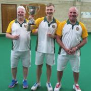 Triples champions, from left, Carterton’s Paul Sharman, Bradley Squires and Kevin Alder
