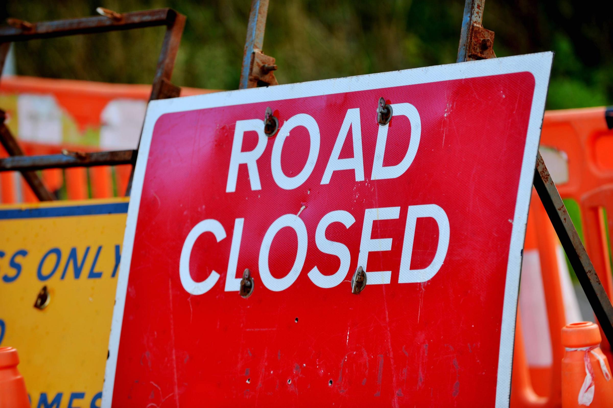 File image of a road closed sign. Picture: Tom Kay